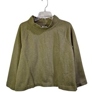 J Jill Womens Pullover Sz S Coastal Grandmother Minimalist Green Knit Mock Neck